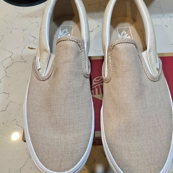 Vans Classic Slip-On Summer Linen Incense Men Unisex Casual Shoes SZ 10 NEW - Picture 3 of 14